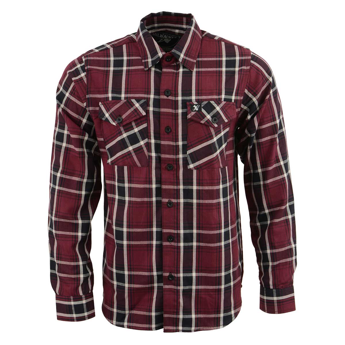 Milwaukee Leather MNG11640 Men's Flannel Plaid Shirt Maroon Black and White Long Sleeve Cotton Button Down Shirt - Image 4