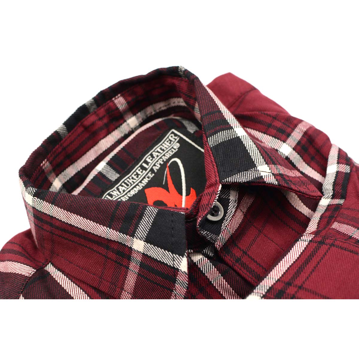 Milwaukee Leather MNG11640 Men's Flannel Plaid Shirt Maroon Black and White Long Sleeve Cotton Button Down Shirt - Image 7