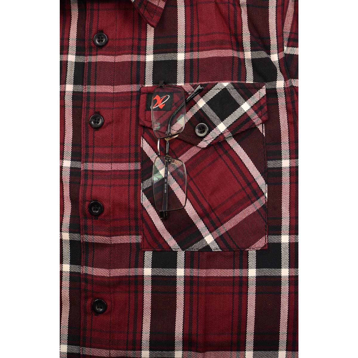 Milwaukee Leather MNG11640 Men's Flannel Plaid Shirt Maroon Black and White Long Sleeve Cotton Button Down Shirt - Image 9