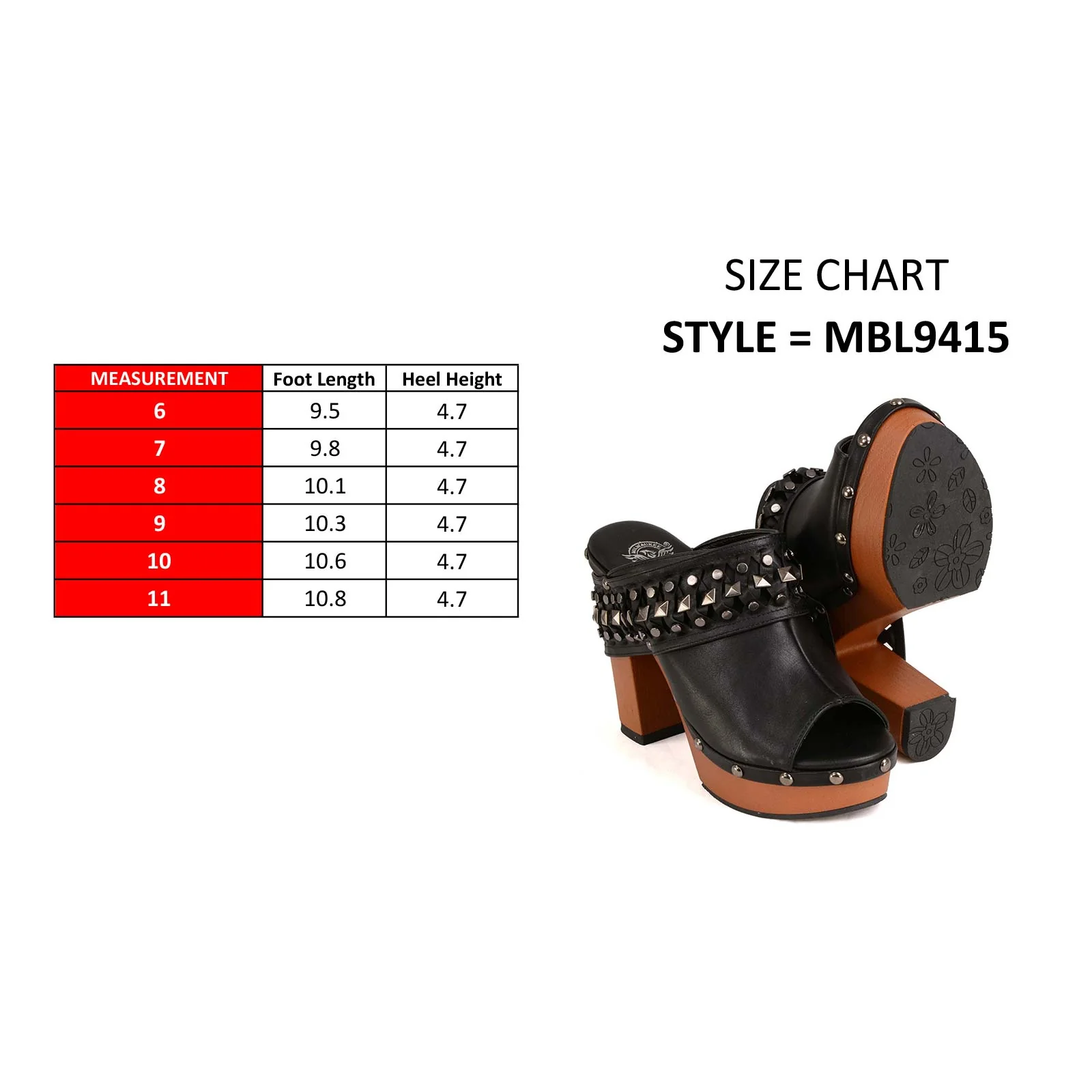 Milwaukee Leather MBL9415 Women's Black Peep-Toe Platform Fashion Casual Clog with Wrap Around Studding - Image 3