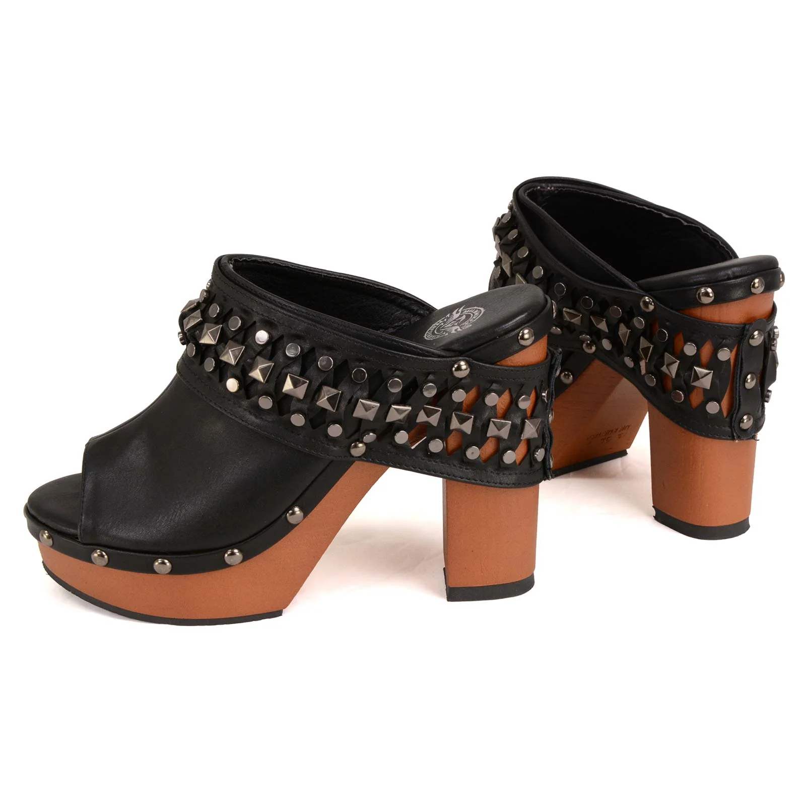 Milwaukee Leather MBL9415 Women's Black Peep-Toe Platform Fashion Casual Clog with Wrap Around Studding - Image 6
