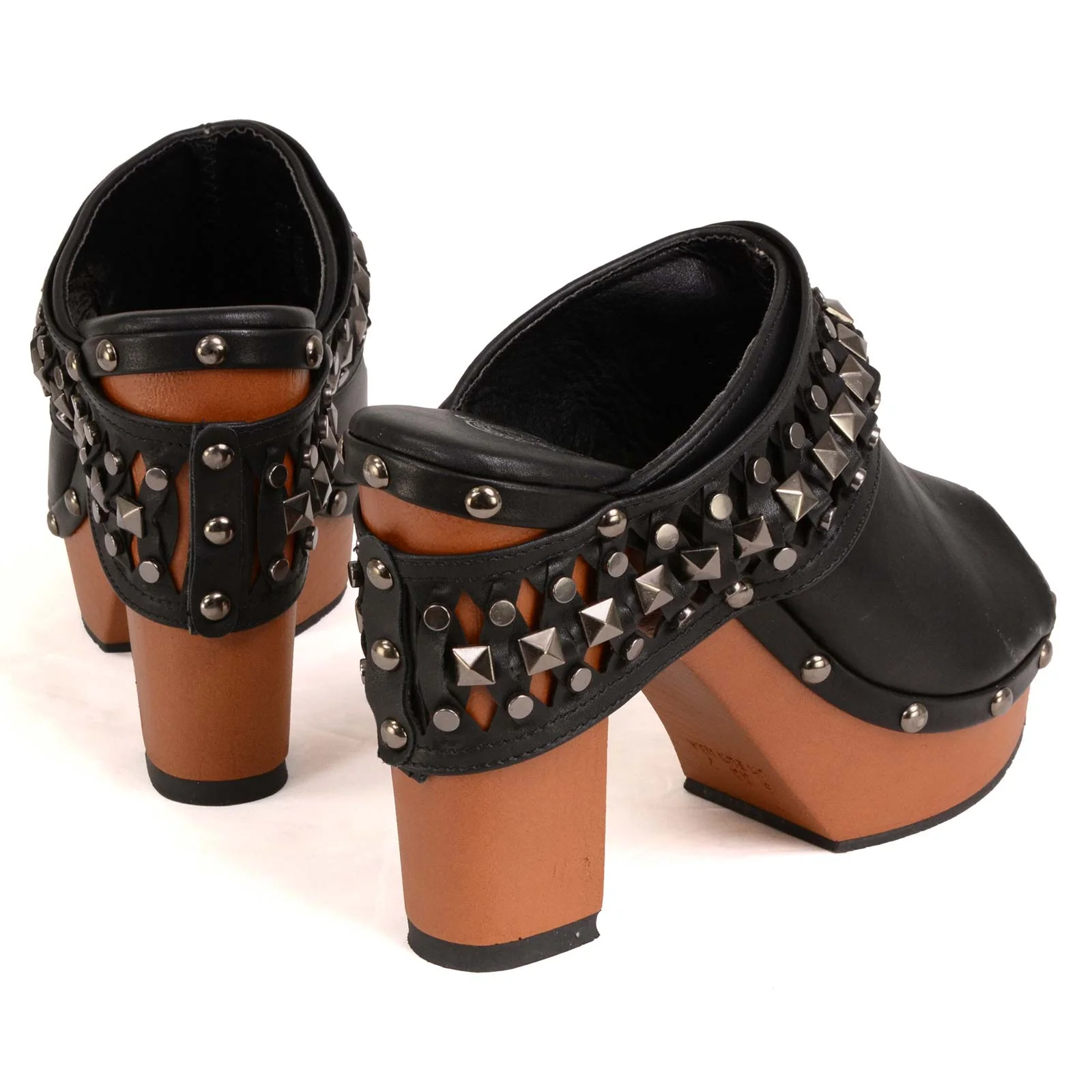Milwaukee Leather MBL9415 Women's Black Peep-Toe Platform Fashion Casual Clog with Wrap Around Studding - Image 8