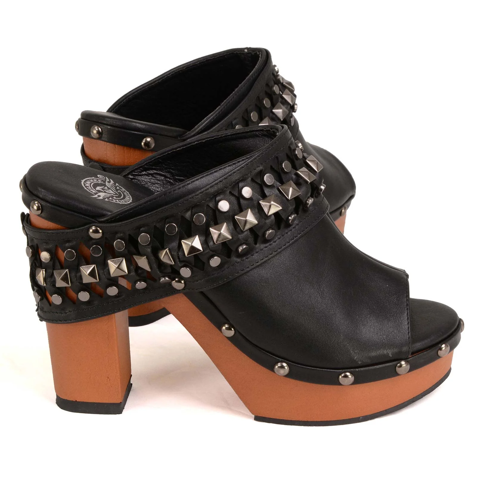 Milwaukee Leather MBL9415 Women's Black Peep-Toe Platform Fashion Casual Clog with Wrap Around Studding - Image 9