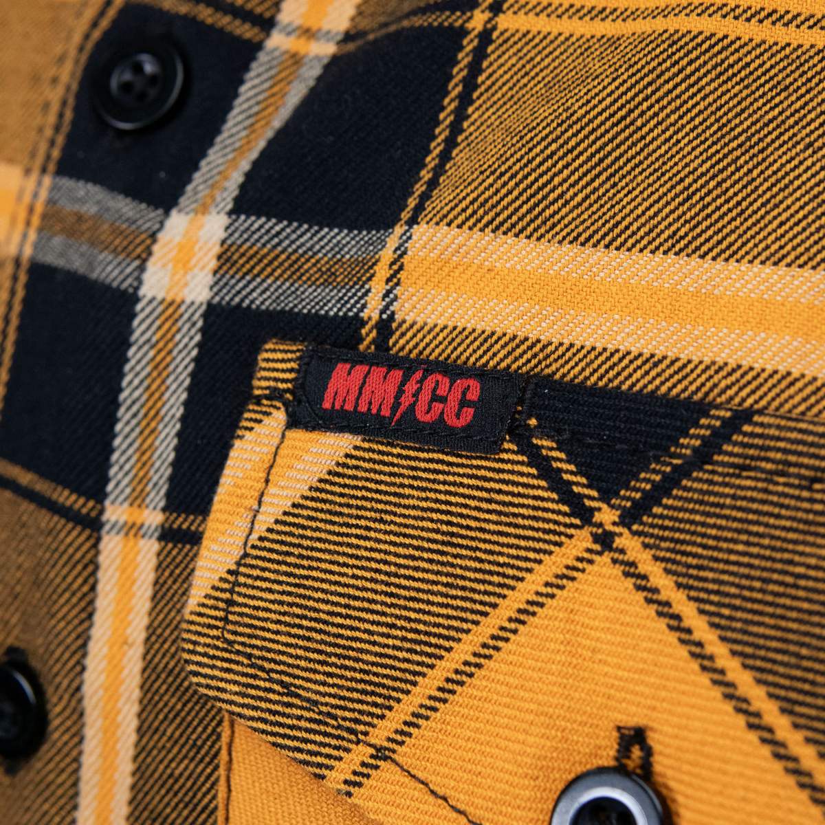 MMCC Deadbolt Men's Mustard Black White Plaid Flannel Shirt - 100% Cotton with Microfiber Wipe Panel - MMC11620 - Image 11