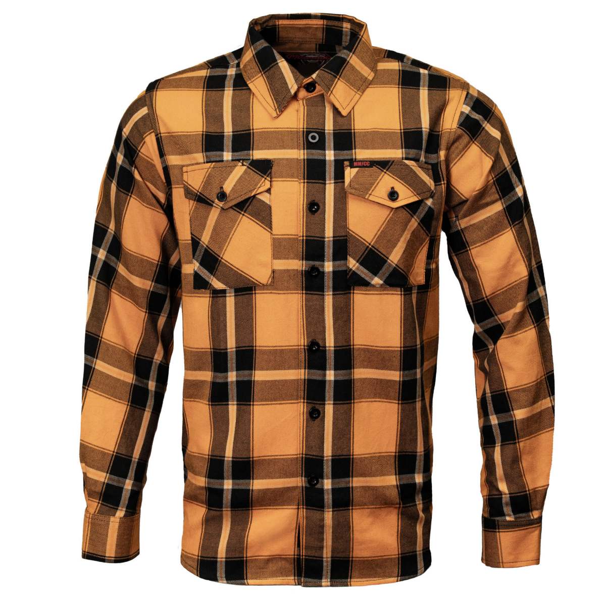 MMCC Deadbolt Men's Mustard Black White Plaid Flannel Shirt - 100% Cotton with Microfiber Wipe Panel - MMC11620 - Image 13