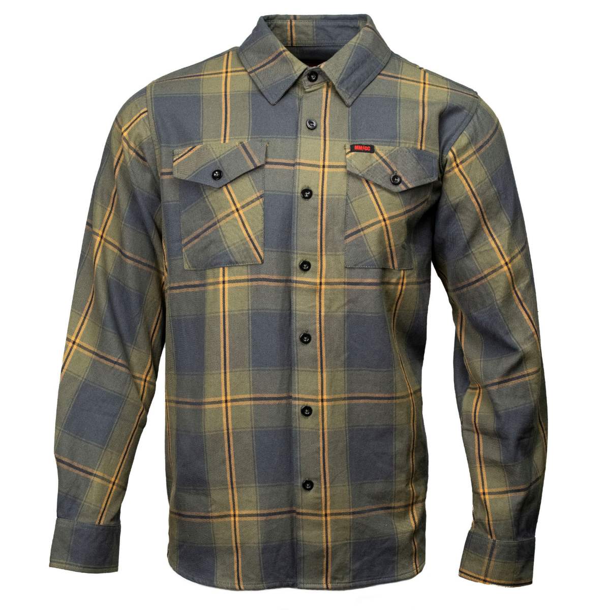 MMCC Garrison Men's Olive Gray Black Plaid Flannel Shirt - 100% Cotton Long Sleeve Button-Up - MMC11621 - Image 14