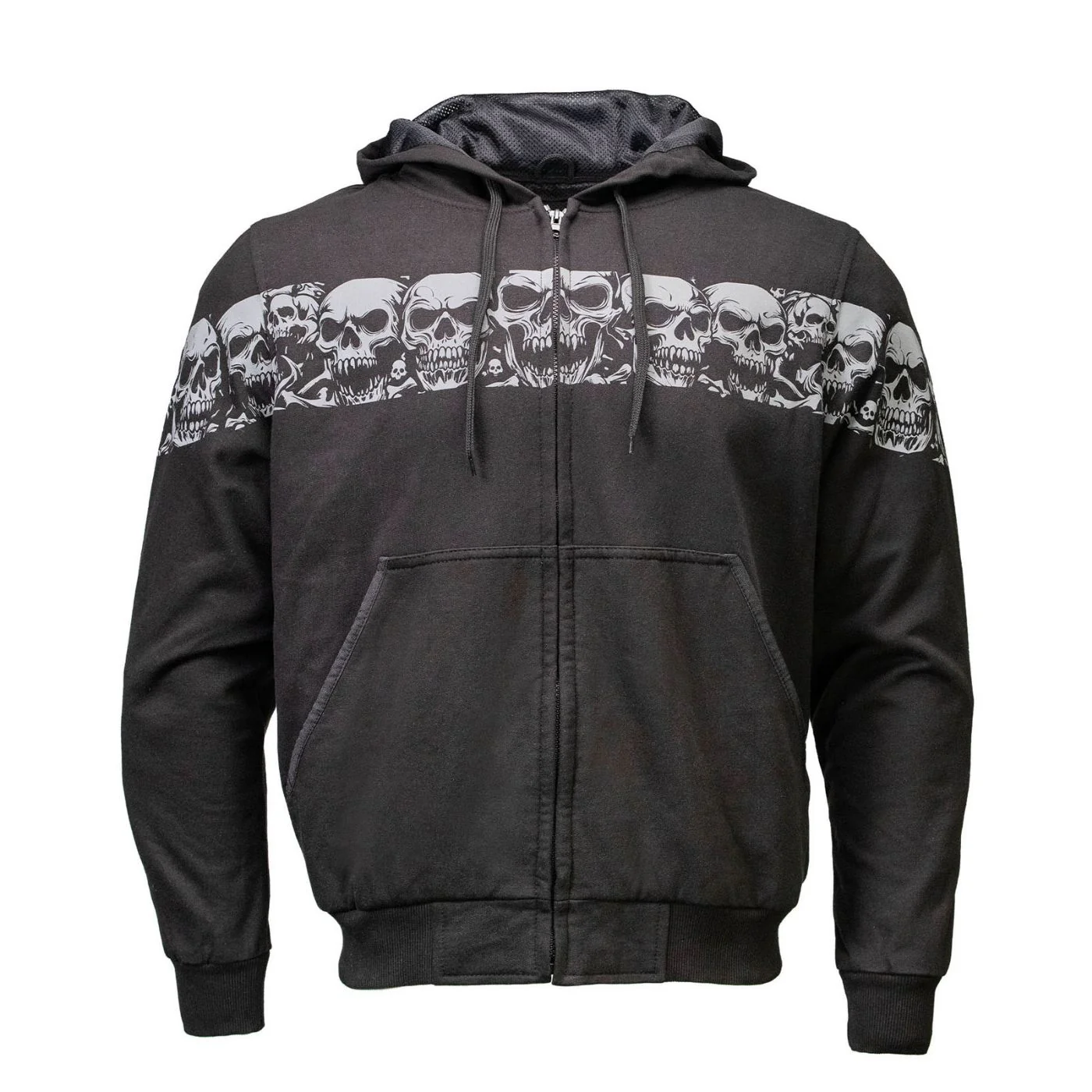 MMCC Men’s Bare Bones Hoodie – Reflective Skull Graphics Front & Back, Full Zip, 100 % Cotton - MPM1681 - Image 12