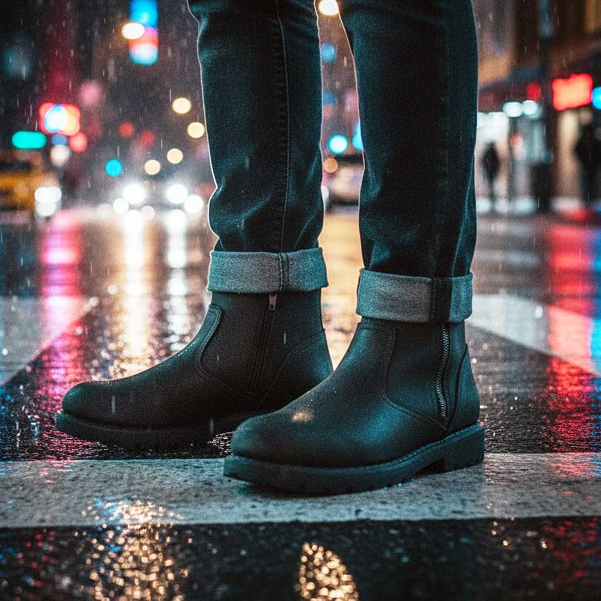 MMCC Men’s Kick Start 7” Black Top Grain Leather Motorcycle Boots - Dual YKK Zippers, Freedom Flex Toe - MBM9009 - Image 4