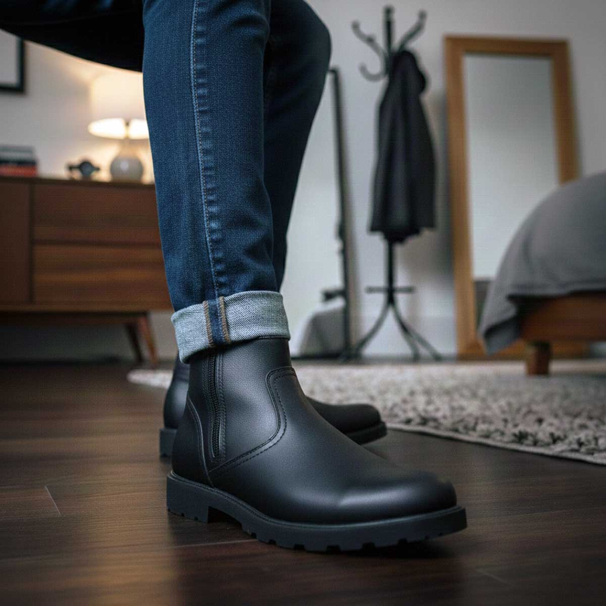 MMCC Men’s Kick Start 7” Black Top Grain Leather Motorcycle Boots - Dual YKK Zippers, Freedom Flex Toe - MBM9009 - Image 5