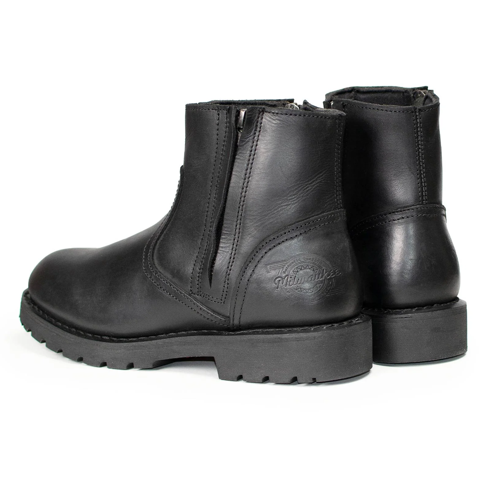 MMCC Men’s Kick Start 7” Black Top Grain Leather Motorcycle Boots - Dual YKK Zippers, Freedom Flex Toe - MBM9009 - Image 9