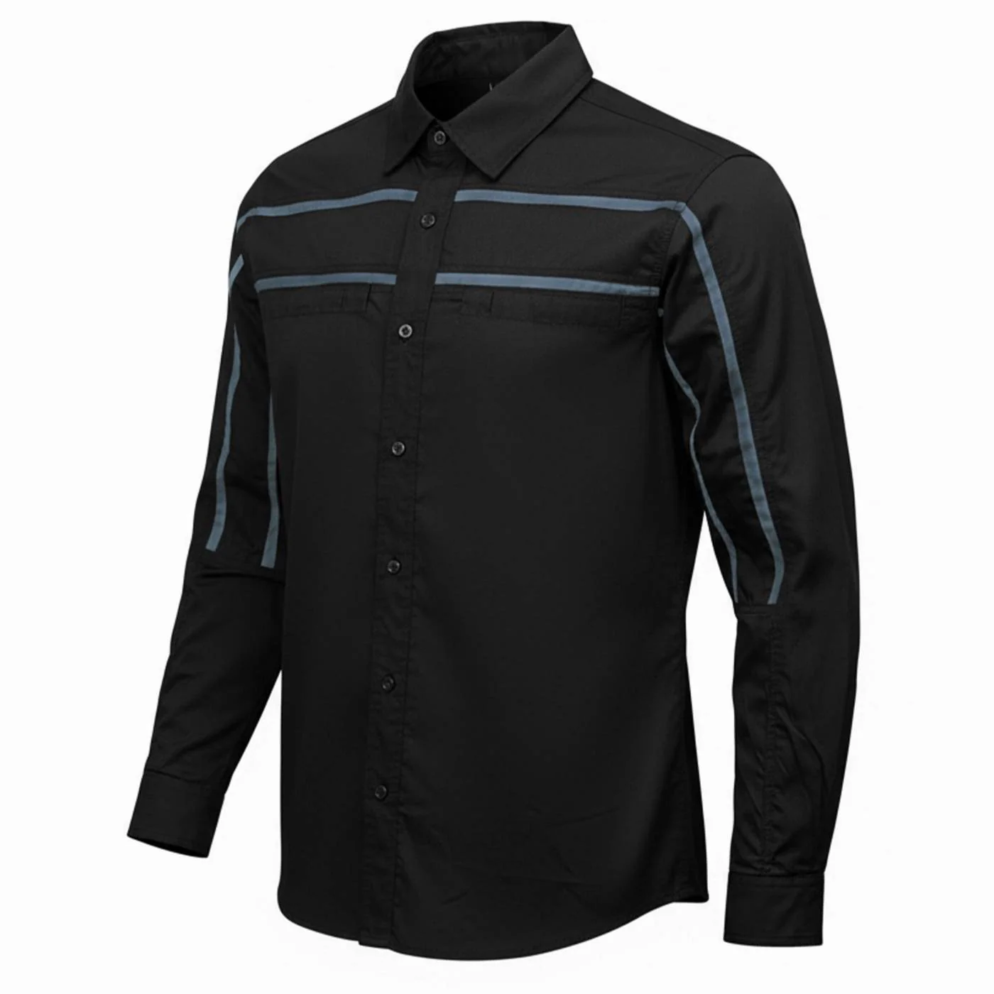 MMCC Men's Octane Long Sleeve Mechanic Shirt - Black with Grey Stripe - 50-50 Cotton Poly - MMCC16000 - Image 10