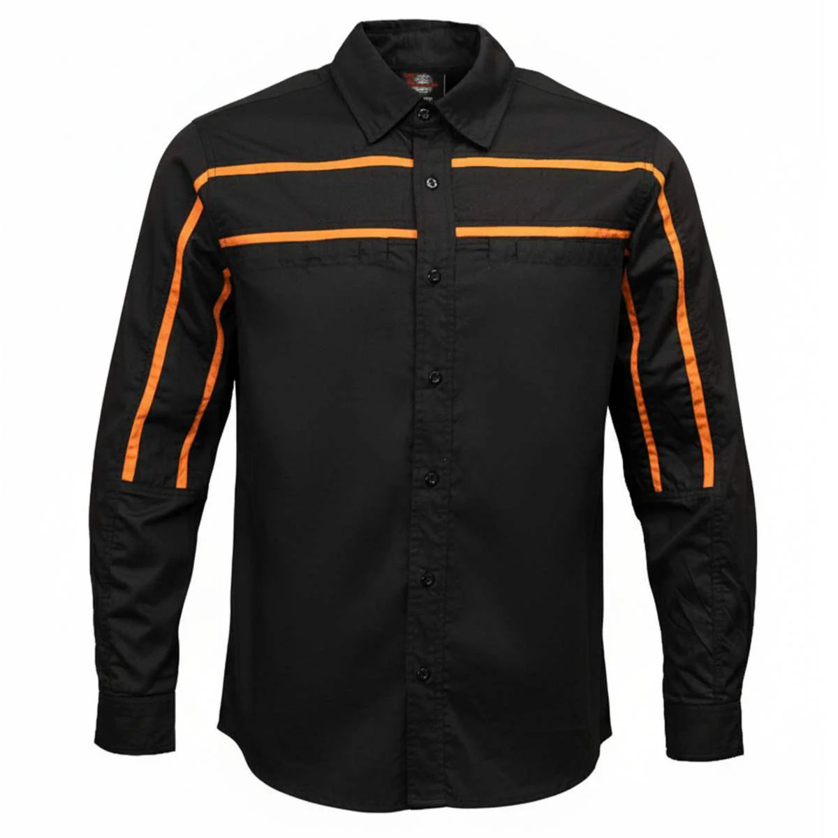 MMCC Men's Octane Long Sleeve Mechanic Shirt - Black with Orange Stripe - 50-50 Cotton Poly - MMCC16003 - Image 11