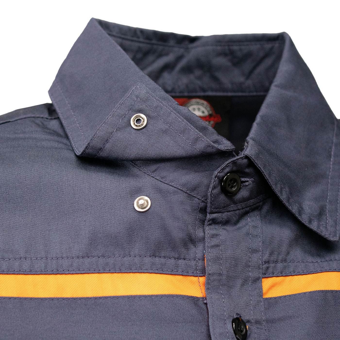 MMCC Men's Octane Long Sleeve Mechanic Shirt - Grey with Orange Stripe - 50-50 Cotton Poly - MMCC16001 - Image 6