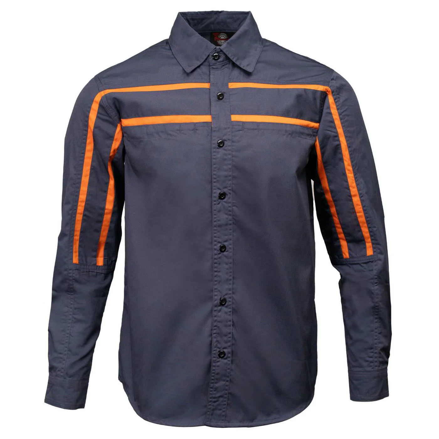 MMCC Men's Octane Long Sleeve Mechanic Shirt - Grey with Orange Stripe - 50-50 Cotton Poly - MMCC16001 - Image 7
