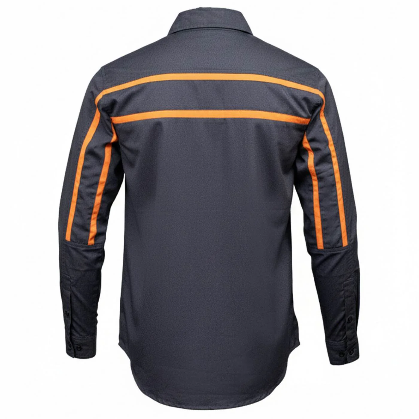 MMCC Men's Octane Long Sleeve Mechanic Shirt - Grey with Orange Stripe - 50-50 Cotton Poly - MMCC16001 - Image 8