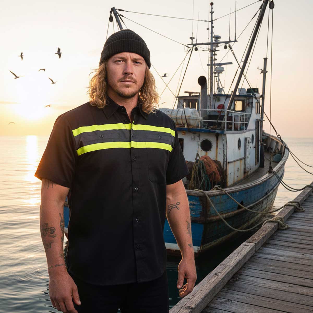 MMCC Men's Petrol Classic Mechanic Button Up Shirt - Dual Chest Pockets - Microfiber Panel - Rider Ready - MMC16007 - Image 2