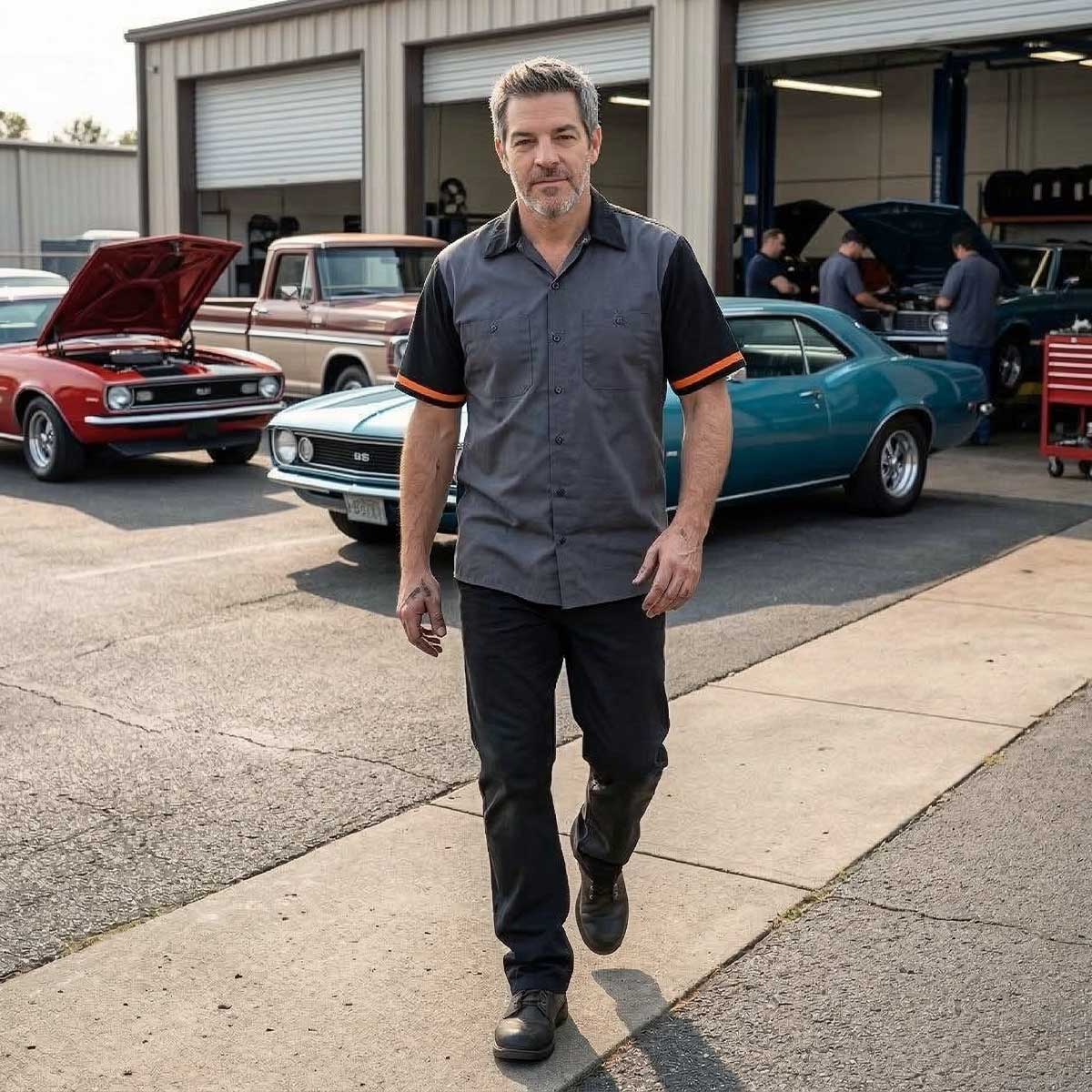 MMCC Men's Pit Line Mechanic Button Up Shirt - Dual Chest Pockets - Microfiber Panel - Rider Ready - MMC16023 - Image 2
