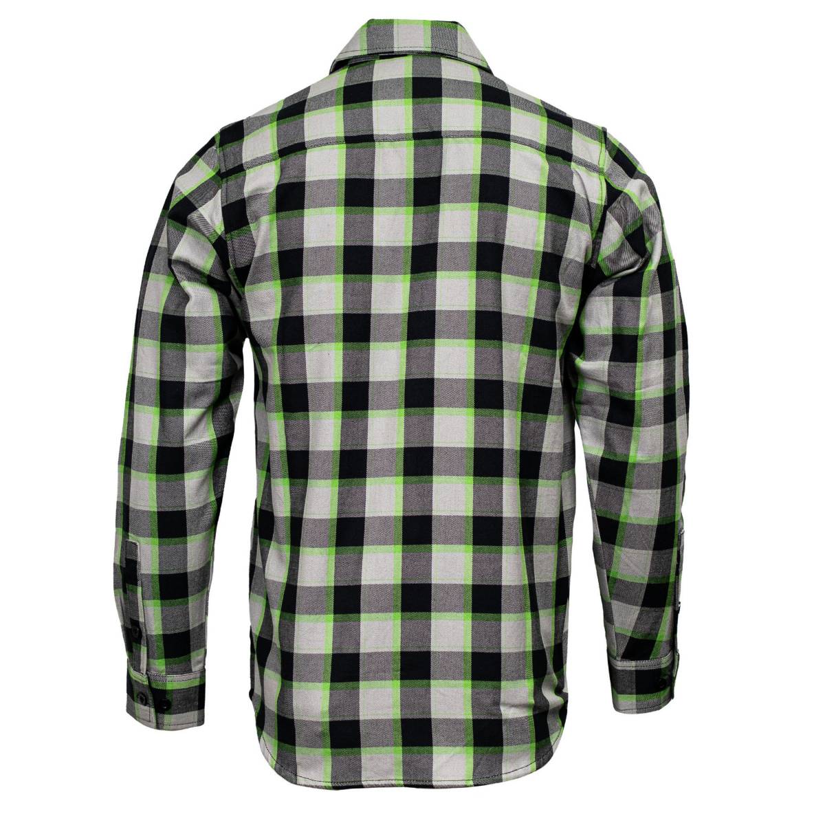 MMCC Radioactive Men's Black Gray Green Plaid Flannel Shirt - 100% Cotton Long Sleeve Button-Up - MMC11602 - Image 14