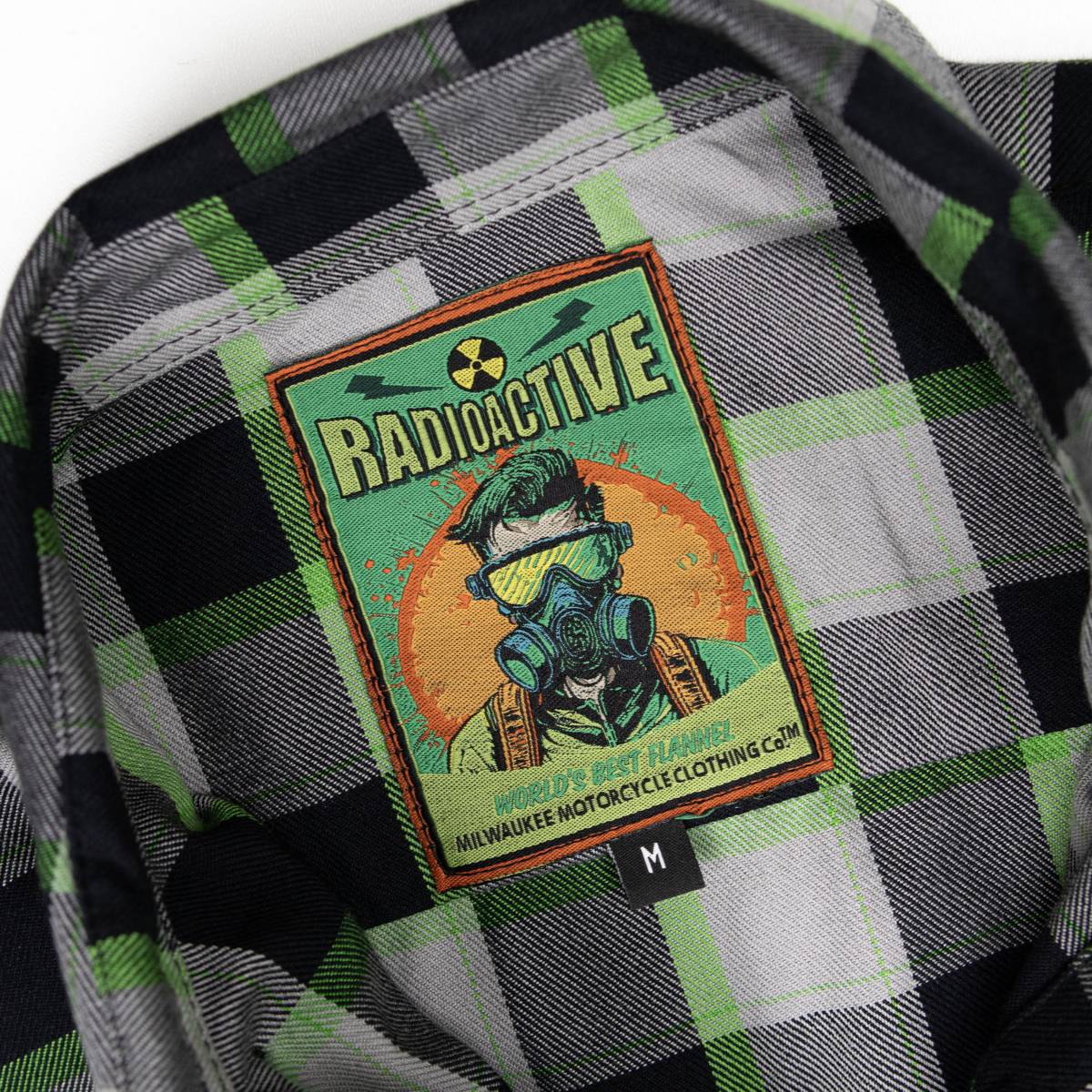 MMCC Radioactive Men's Black Gray Green Plaid Flannel Shirt - 100% Cotton Long Sleeve Button-Up - MMC11602 - Image 8