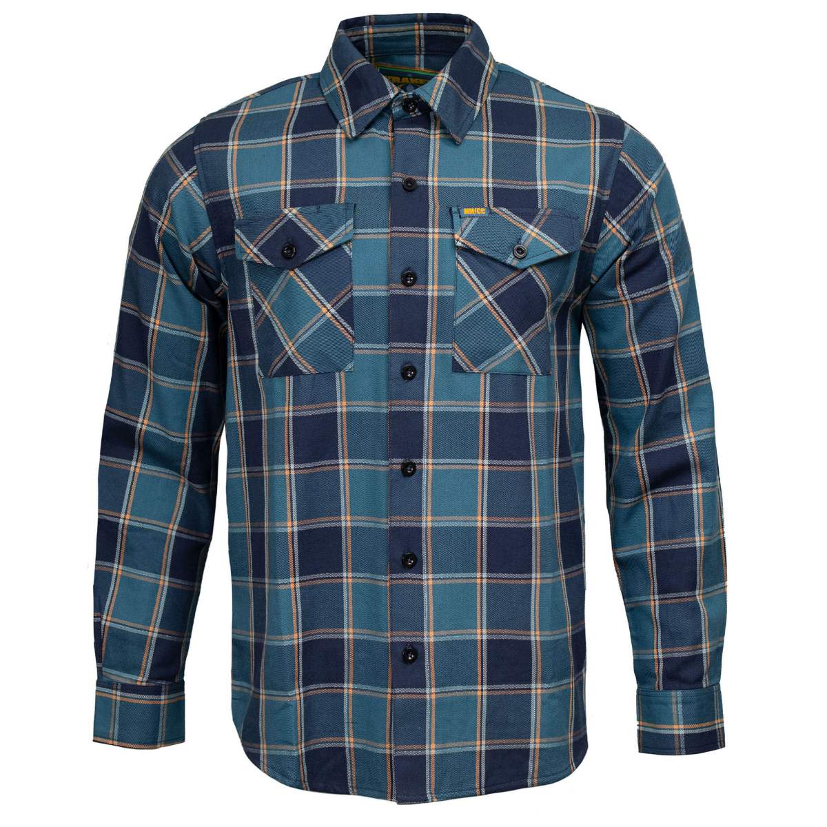 MMCC The Kraken Men's Blue Teal Orange Plaid Flannel Shirt - 100% Cotton Long Sleeve Button-Up - MMC11600 - Image 13
