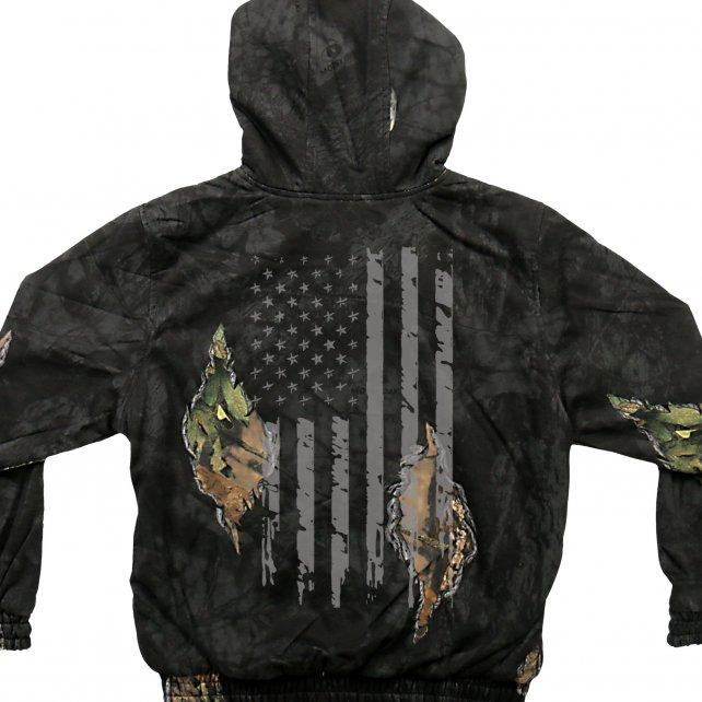 Mossy Oak and Hot Leathers GMZ4470 Mens Limited Edition Mashup Flag Eclipse Camo Zip Up Hoodie Sweatshirt - Image 3