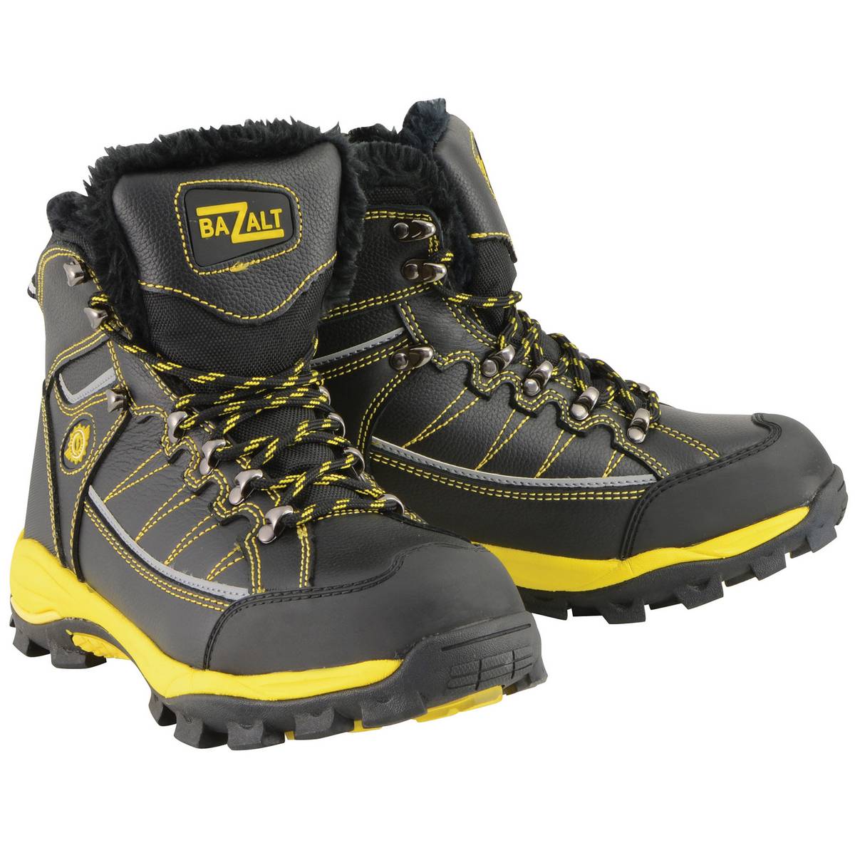 Bazalt MBM9124 Men’s Black & Yellow Faux Fur Lined Waterproof Frost-Proof Leather Work Boots