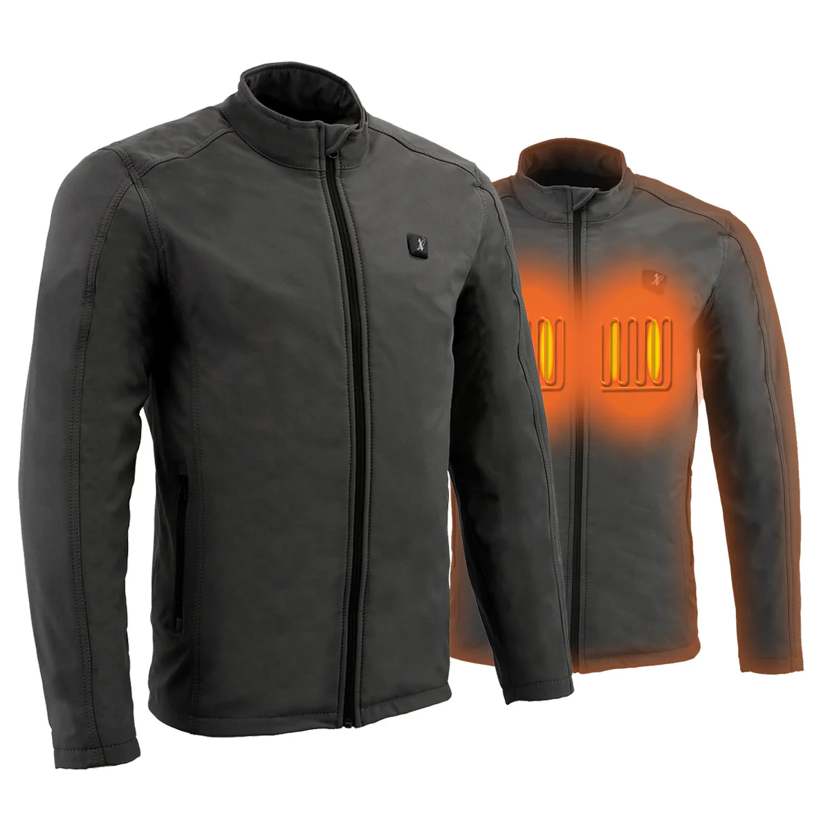 Nexgen Heat NXM1762SET Men’s Soft Shell Heated Jacket - Grey Standup Collar Jacket for Winter with Battery Pack - Image 10
