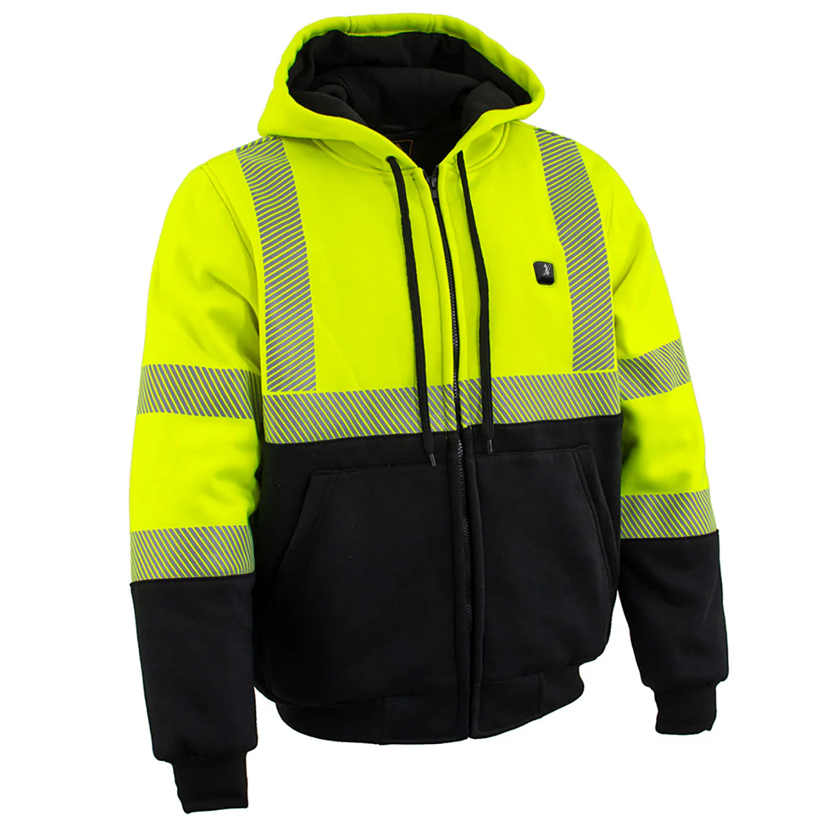 Nexgen Heat NXM1773SET Men's Heated High Visibility Work Hoodie, Neon Green Hi Vis Reflective Hoodie w/ Battery - Image 11