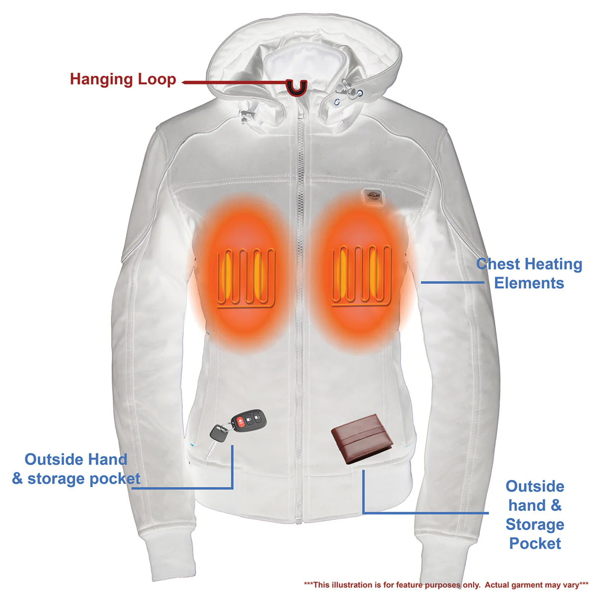 Nexgen Heat NXL2761SET Women’s Black 'Igniter' Heated Soft Shell Hooded Jacket (Rechargeable 10000mAh Battery Pack Included) - Image 7