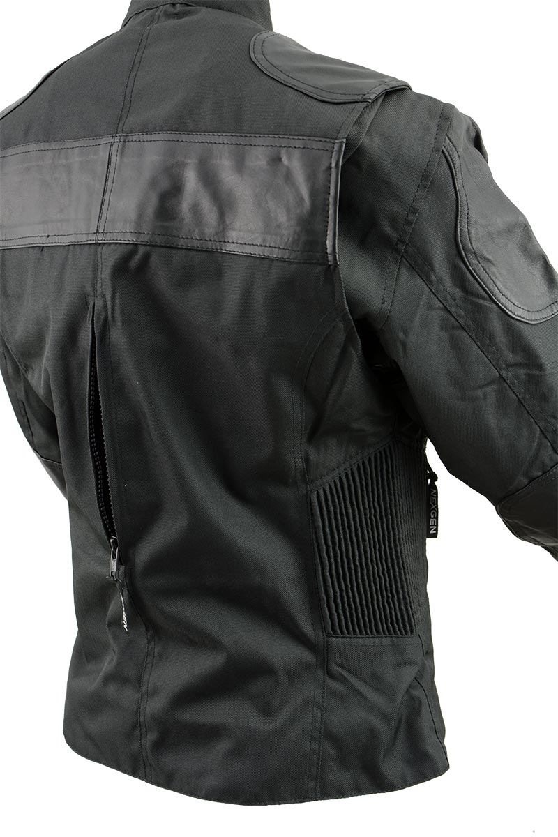 NexGen SH2179 Women's Black Leather and Textile Vented Racer Jacket - Image 6