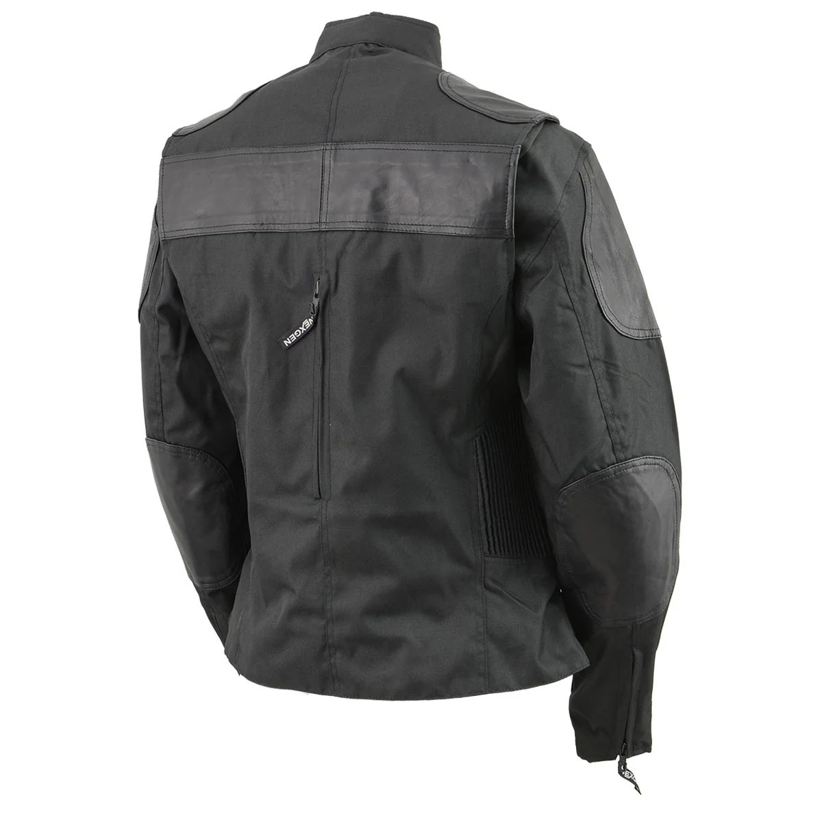 NexGen SH2179 Women's Black Leather and Textile Vented Racer Jacket - Image 7