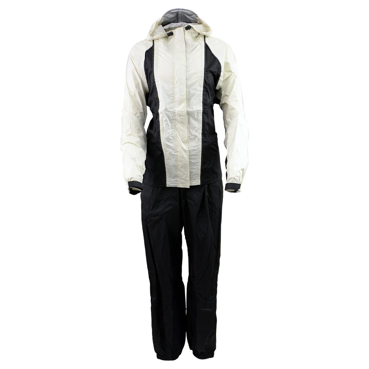 NexGen Ladies SH2344 Beige and Black Hooded Water Proof Rain Suit - Image 7