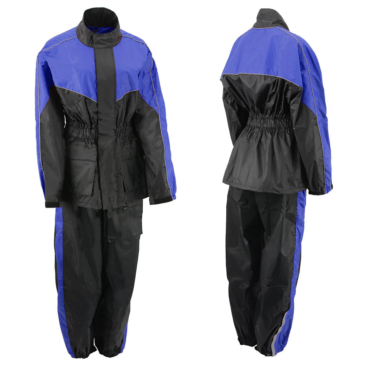 NexGen Ladies XS5001 Black and Blue Water Proof Rain Suit with Reflective Piping - Image 2