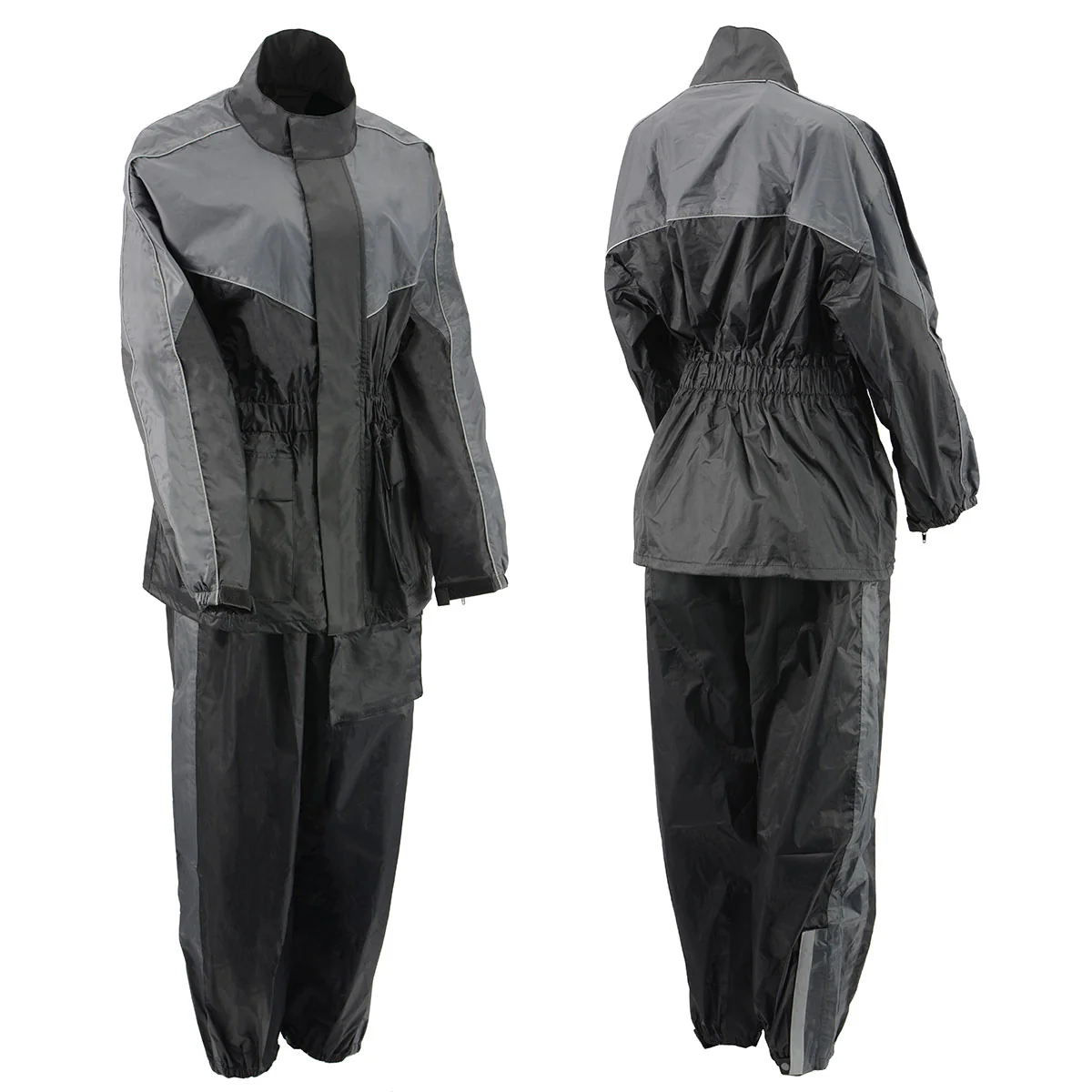 NexGen Ladies XS5001 Black and Grey Water Proof Rain Suit with Reflective Piping - Image 2