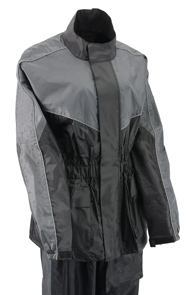 NexGen Ladies XS5001 Black and Grey Water Proof Rain Suit with Reflective Piping - Image 8