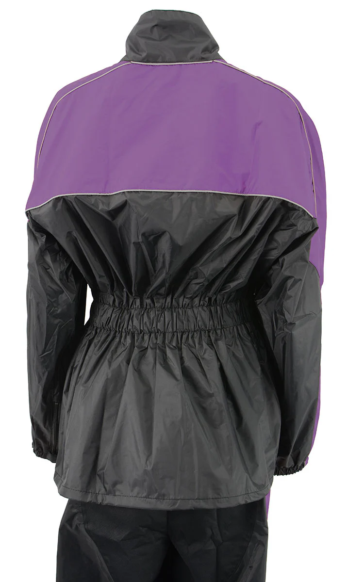 NexGen Ladies XS5001 Black and Purple Water Proof Rain Suit with Reflective Piping - Image 5