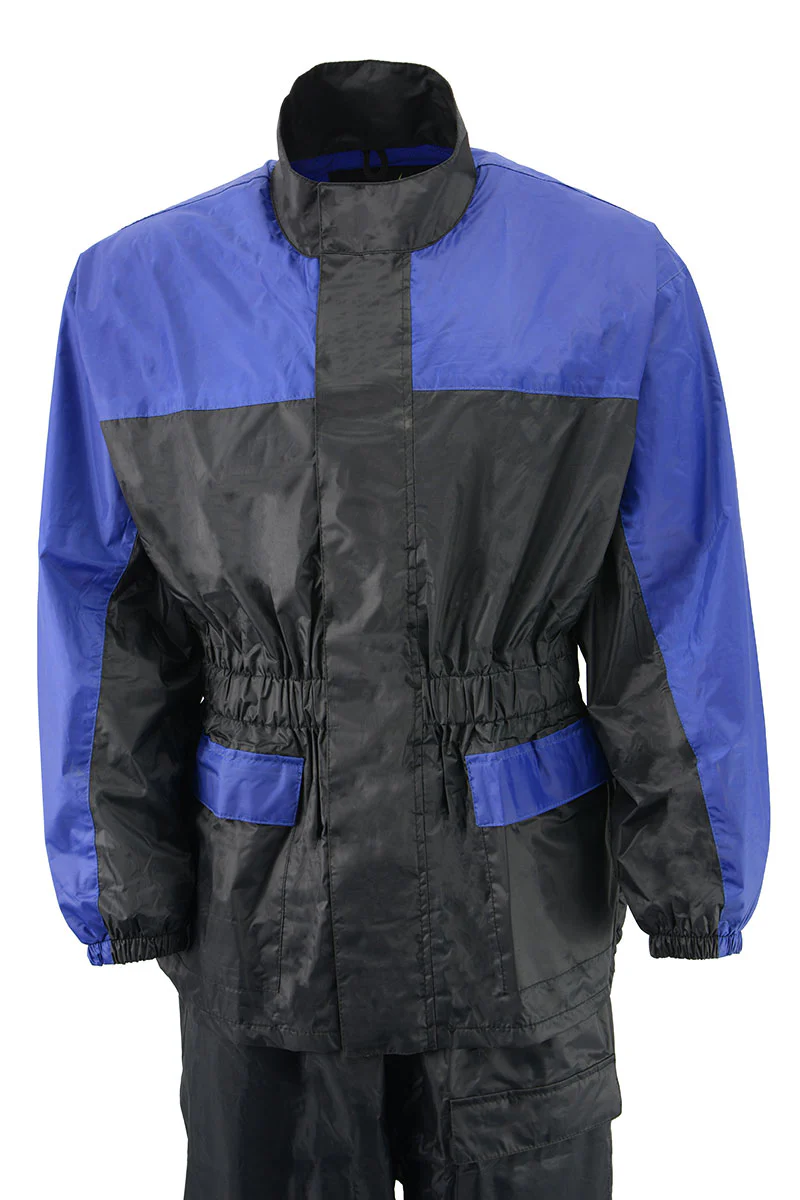 NexGen XS5031 Women's Blue and Black Water Proof Rain Suit with Cinch Sides - Image 7