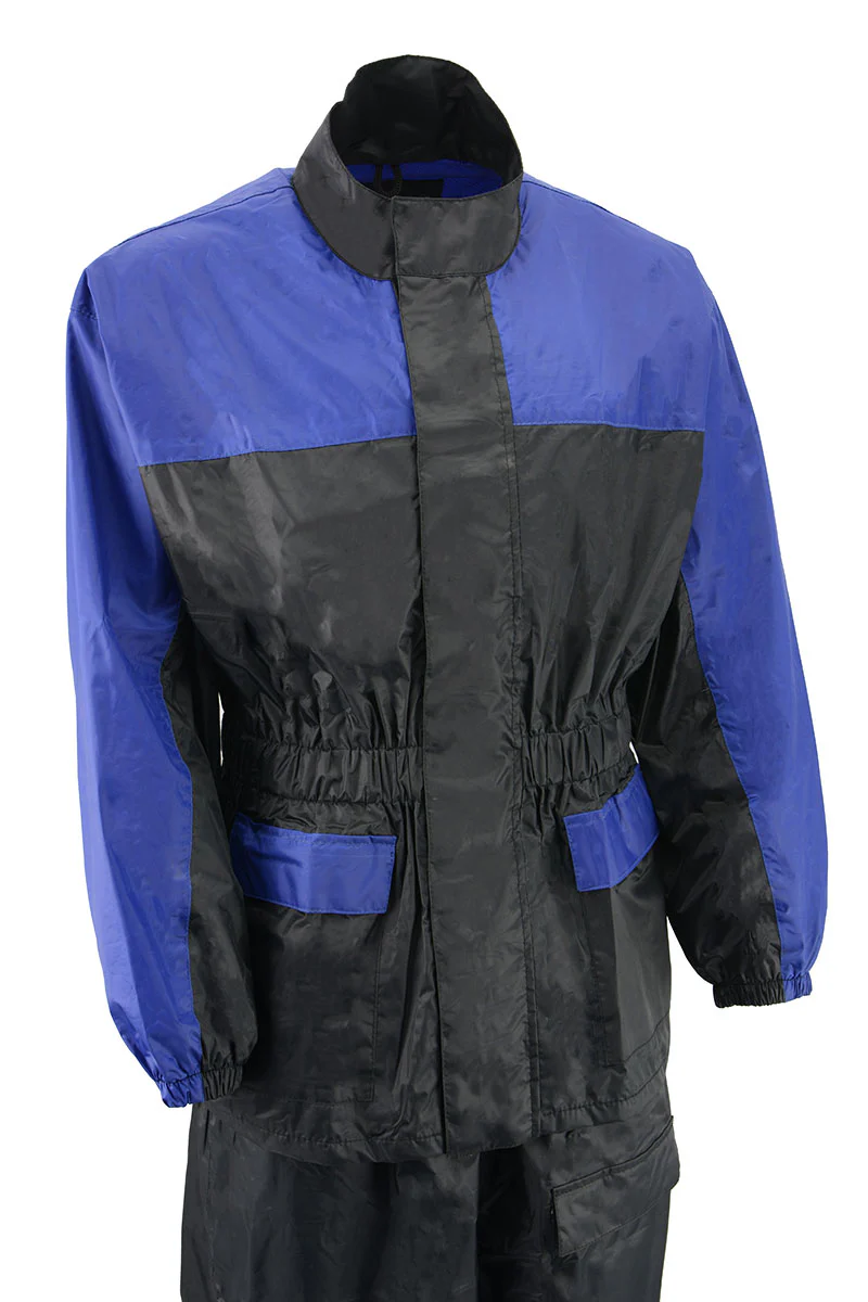NexGen XS5031 Women's Blue and Black Water Proof Rain Suit with Cinch Sides - Image 8