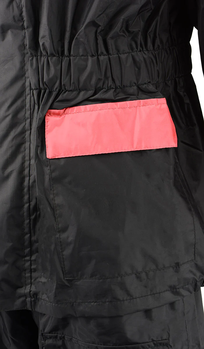 NexGen XS5031 Women's Pink and Black Water Proof Rain Suit with Cinch Sides - Image 4