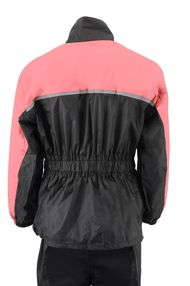NexGen XS5031 Women's Pink and Black Water Proof Rain Suit with Cinch Sides - Image 6