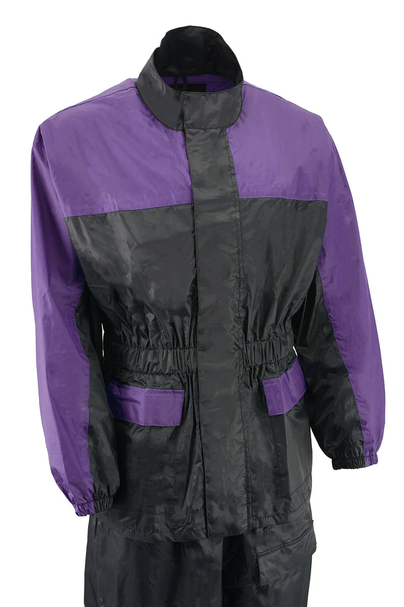 NexGen XS5031 Women's Purple and Black Water Proof Rain Suit with Cinch Sides - Image 4