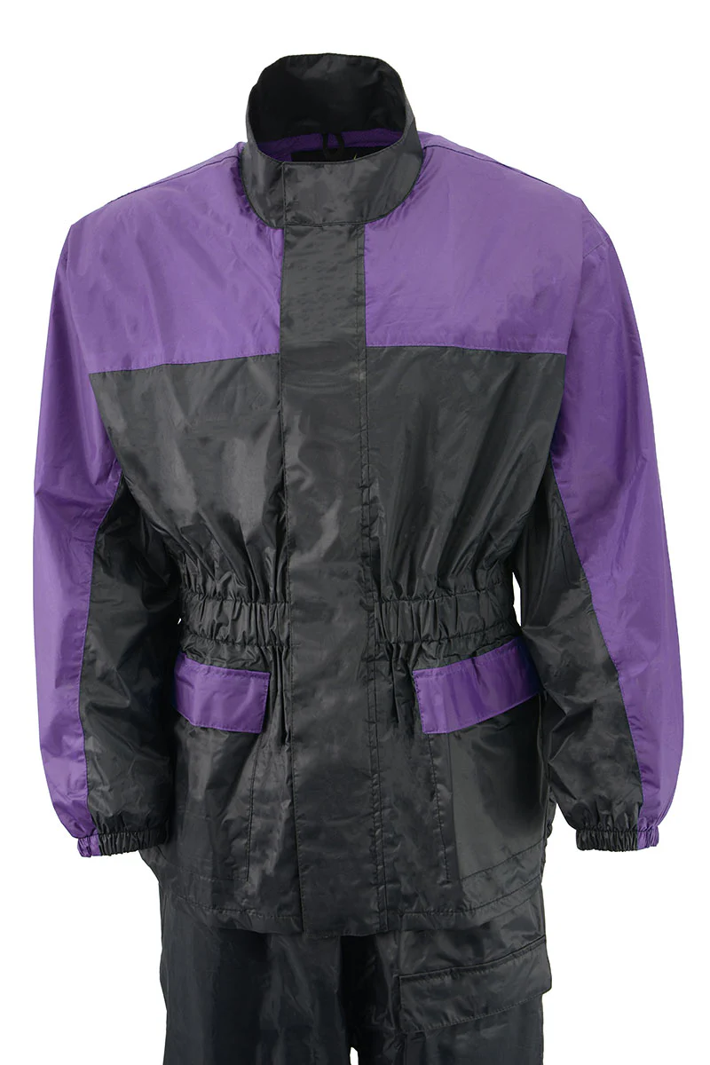 NexGen XS5031 Women's Purple and Black Water Proof Rain Suit with Cinch Sides - Image 7