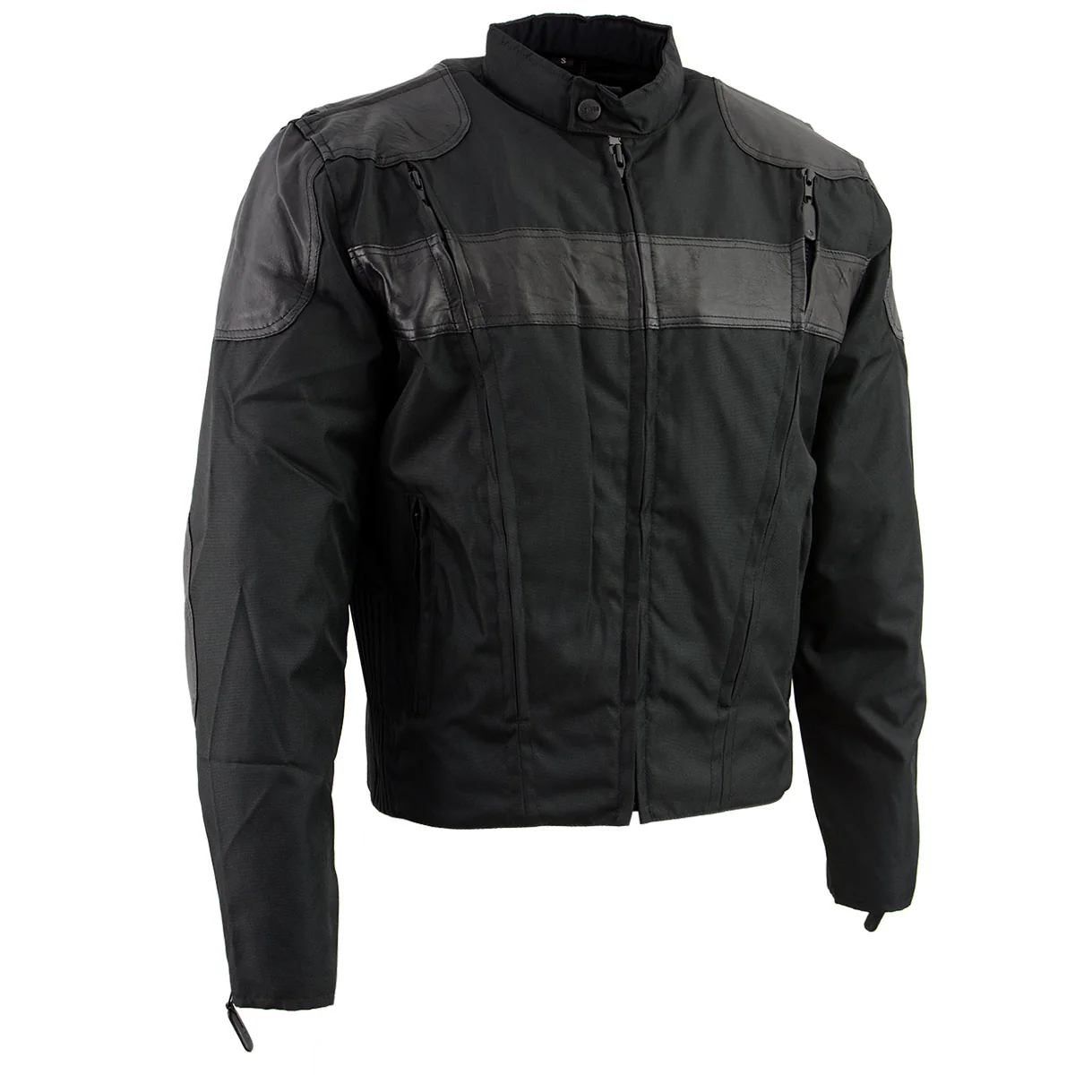 NexGen Men’s SH2177 Black Leather and Textile Vented Racer Jacket - Image 4