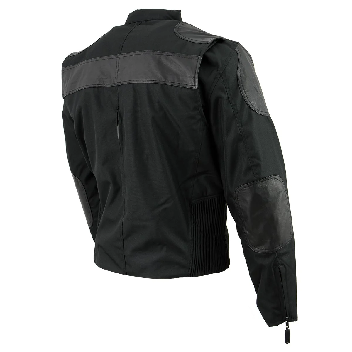 NexGen Men’s SH2177 Black Leather and Textile Vented Racer Jacket - Image 5