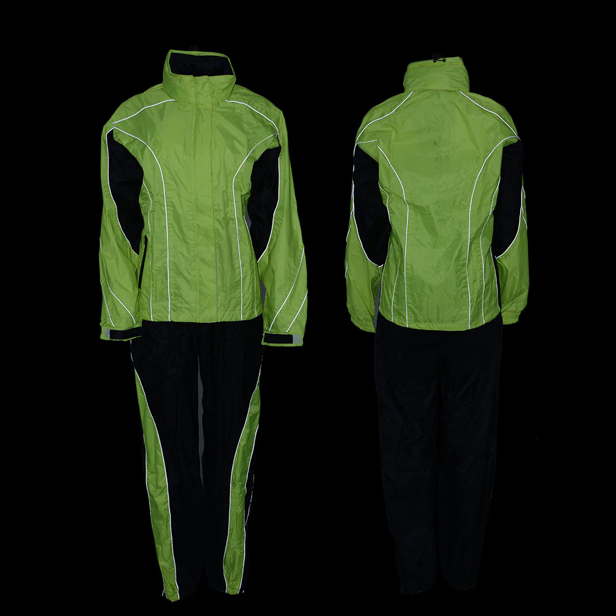 NexGen Men’s XS5021 Neon Green Hi-Viz Hooded Water Proof Rain Suit - Image 3