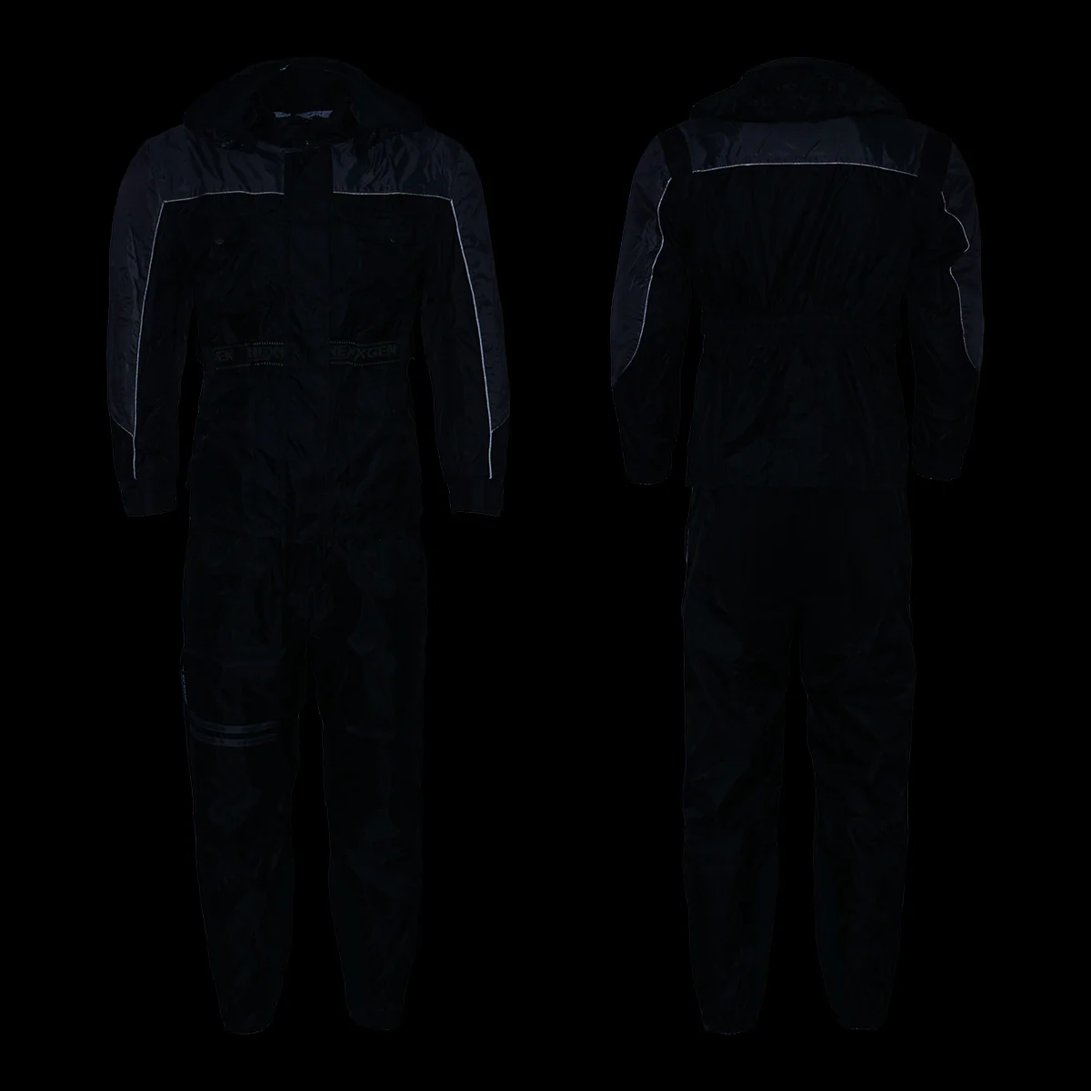 NexGen Men's SH2049 Black and Grey Hooded Water Proof Armored Rain Suit - Image 4