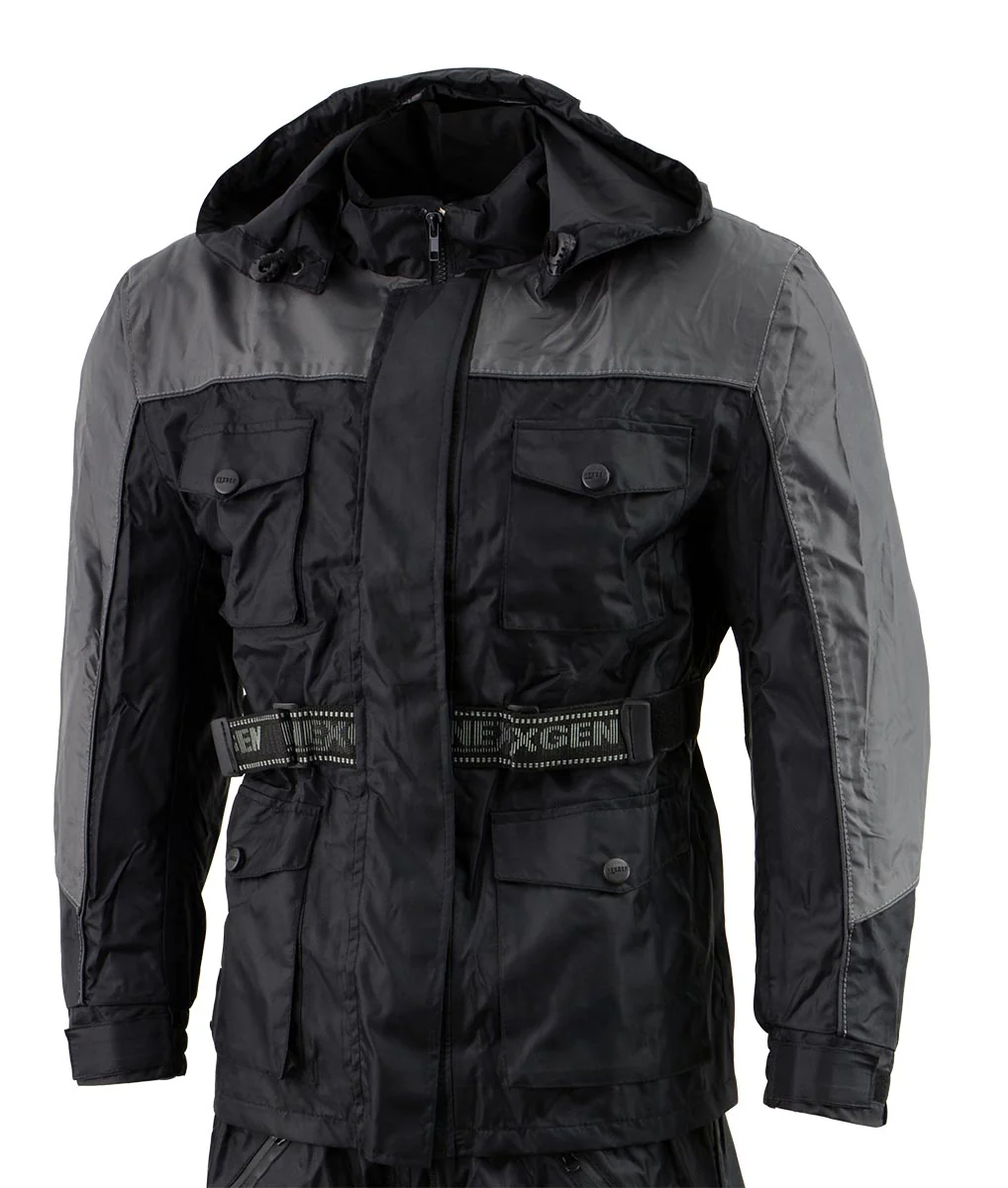 NexGen Men's SH2049 Black and Grey Hooded Water Proof Armored Rain Suit - Image 7