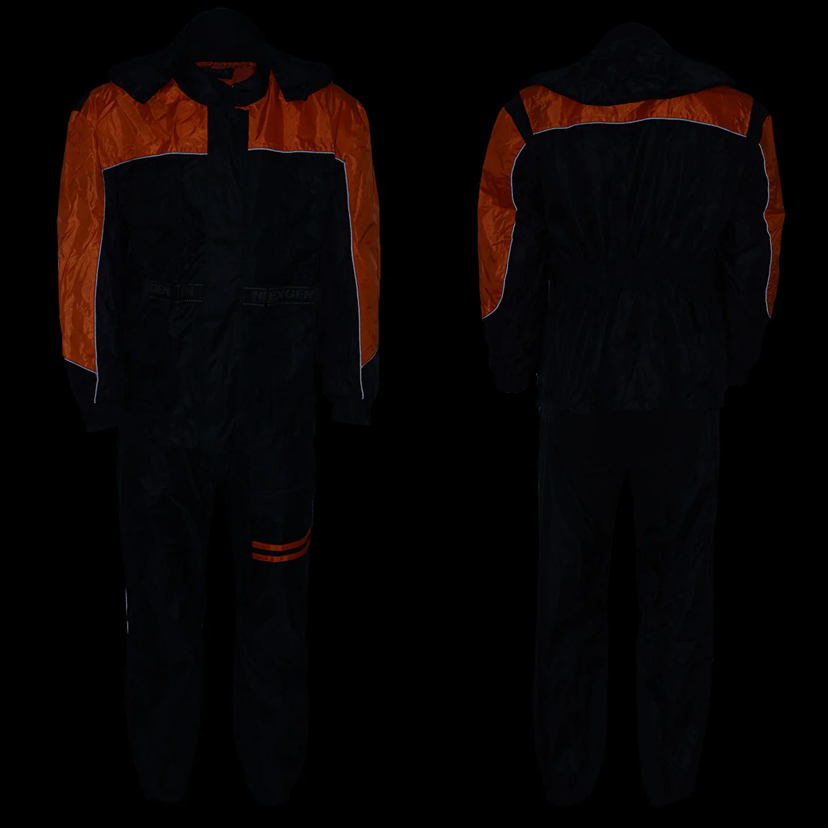 NexGen Men's SH2051 Black and Orange Hooded Water Proof Armored Rain Suit - Image 3