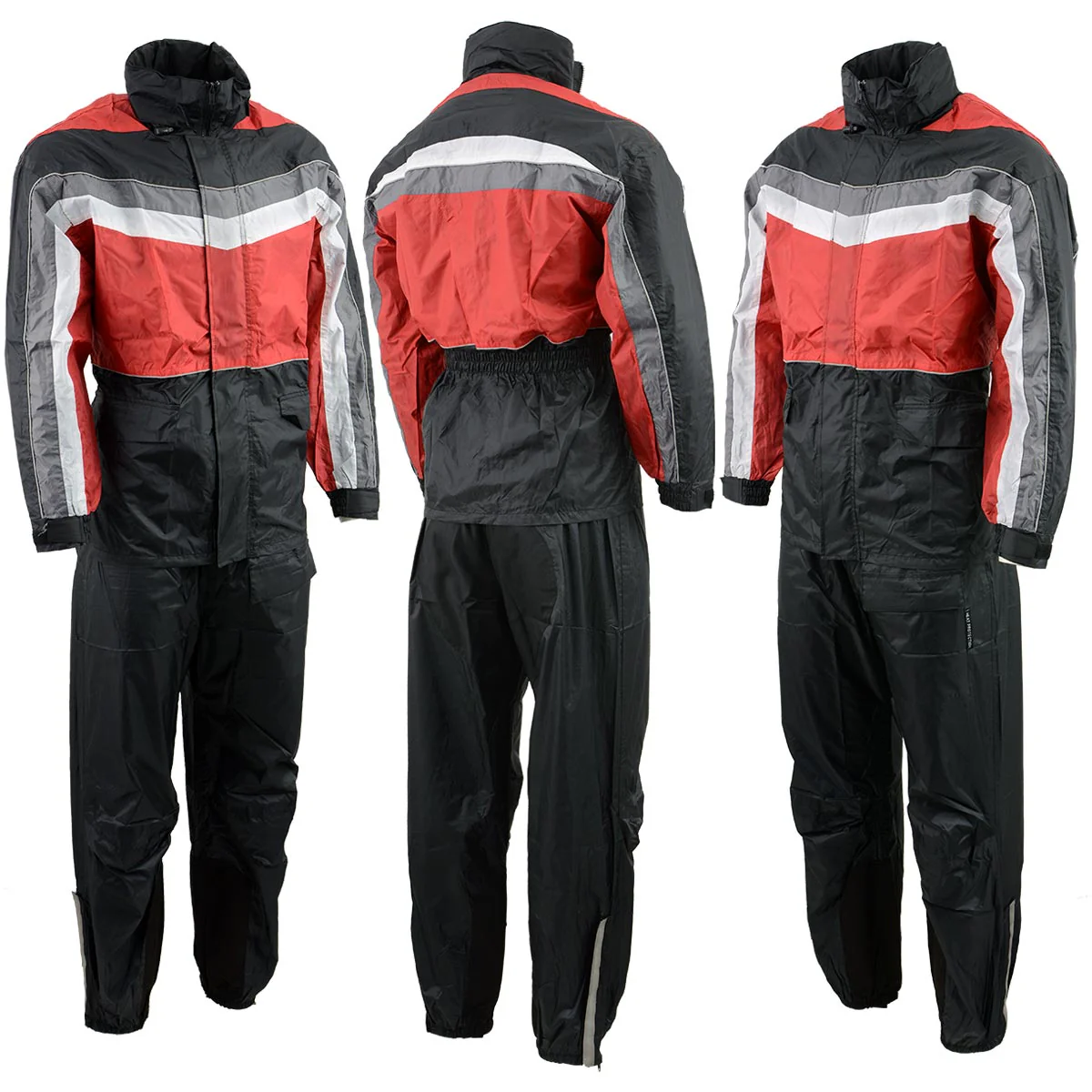 NexGen Men's SH2226 Black and Red Hooded Water Proof Rain Suit - Image 4
