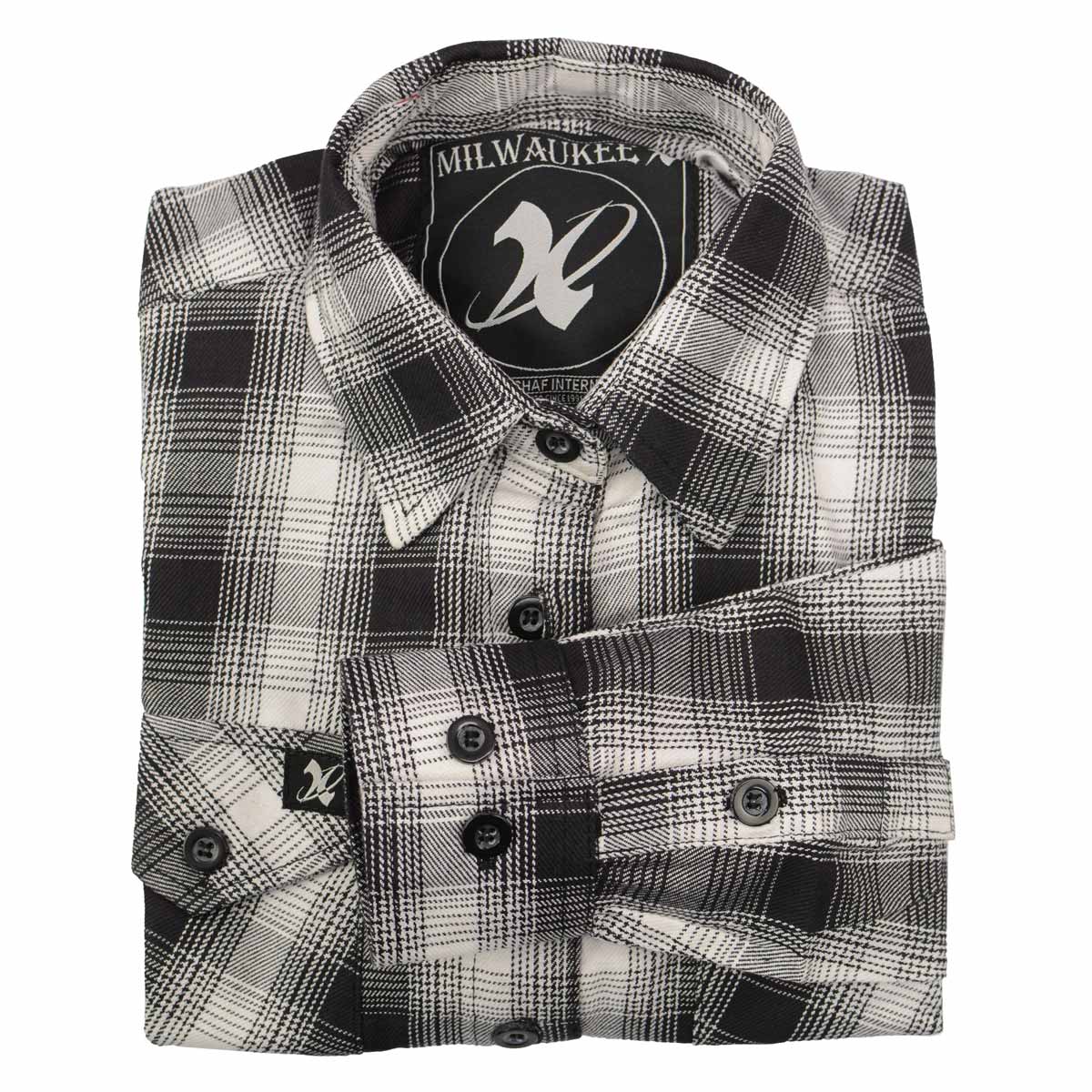 Milwaukee Leather MNG21600 Women's Casual Black and White Long Sleeve Cotton Flannel Shirt - Image 7